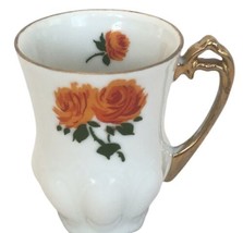 Royal Crown Teacup 3” Orange Roses Inside &amp; Out Gold Handle Decorative Collect - $20.67