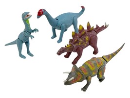 Toy Dinosaurs K&amp;M Int Lot of 4 Poseable Dinos Prehistoric Figures 2001 Vintage  - £15.62 GBP