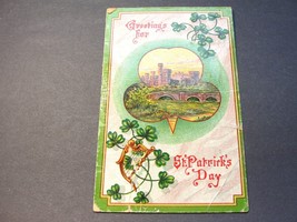 ST. PATRICK&#39;S DAY Greetings - 1911 Ben Franklin One Cent Stamp Posted Postcard. - £6.97 GBP