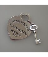 Tiffany &amp; Co. Return to Medium Heart tag &amp; Key Pendant Charm Sterling Si... - $166.25