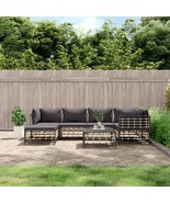 7 Piece Patio Lounge Set with Cushions Anthracite Poly Rattan - $1,684.45 CAD