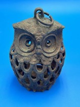 Vintage Cast Iron Owl Japanese Hanging Garden Votive Candle Holder Lantern 6” - £55.18 GBP