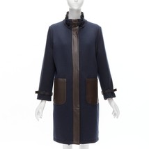 Loro Piana Storm System Reversible Cashmere Wool Leather Trimmed Coat Wo Size 46 - $2,453.85