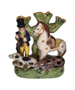 Vintage Staffordshire Style Spill Bud Vase Hunting Party - Man, Horse, D... - £40.49 GBP