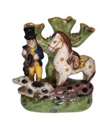 Vintage Staffordshire Style Spill Bud Vase Hunting Party - Man, Horse, D... - £39.70 GBP