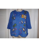 Vintage Onque Casuals jungle theme button front top L Monkey elephant - $16.66