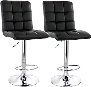 Elama Modern 2 Piece Square Tufted Faux Leather Adjustable Bar Stool in ... - $315.99