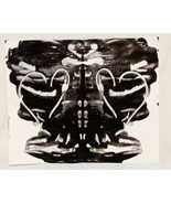 Original Abstract Art Ink Blot Mirror Image Reflection Black White 7&quot; He... - £14.05 GBP