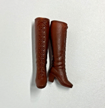 Vintage Barbie Korea Brown Squishy Laceup 1970s Gogo Boots MCM #9470 - HTF - $15.99