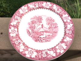 Red Transferware Luncheon Plates Colonial Pattern 9” Woods Burslem Engla... - £62.80 GBP