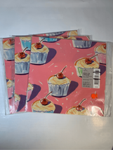 Cupcakes Sheet Wrapping Paper-HALLMARK All Occasions -Pnk/Blu 3 Pk-6 Shts - £8.28 GBP