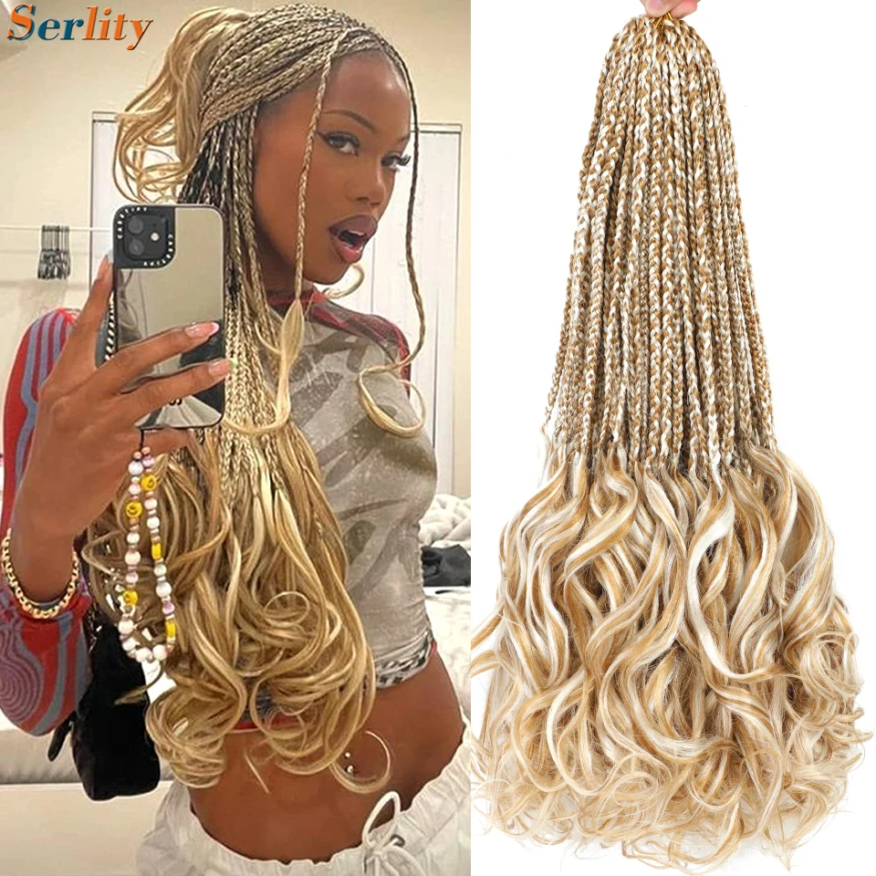 18 24 Inch French Curl Crochet Braids Blonde P27/613 33 Bug Ginger Ombre Box - £5.39 GBP+