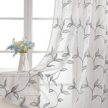 Visiontex Sheer Curtains 95 Inch Length 2 Panels, Decor Iron Grey, 54&quot; W X 95&quot; L - £35.26 GBP
