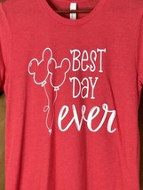 Disney Shirt Best Day Ever Mickey Ears Red Canvas T Shirt Size Small Cre... - $287.27 MXN