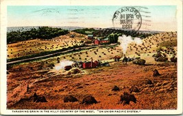 Vtg Postcard Threshing Grain on the Hilly Country of the West On Union Pacific - £3.05 GBP