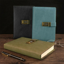 Vintage PU Leather Cover Journals Notebook Lined Writing Diary With Lock... - £29.50 GBP