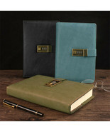 Vintage PU Leather Cover Journals Notebook Lined Writing Diary With Lock... - £29.56 GBP