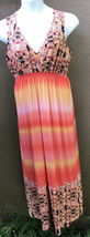 One World Women&#39;s XL Tie-dye Bling Embellished Abstract Stretch Maxi Dress Coral - £23.56 GBP