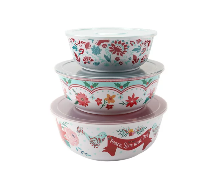 Six (6) Piece ~ Pioneer Woman ~ MAZIE ~ HOLIDAY ~ Melamine Bowl Set with... - $45.00