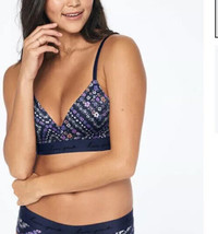 New Victoria’s Secret Pink Wireless Lightly Lined Tshirt Bra Blue Floral... - $28.71