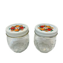 Vintage 1969 Kerr Fruit Embossed Glass Canning Jelly Jars 3.25&quot; Lot 2 - $14.83