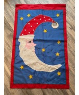 Holiday Garden Flag Half Moon with Santa Hat Stars Blue Sky 27.5&quot;x40&quot; NO... - £7.13 GBP