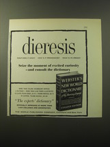 1960 Webster&#39;s New World Dictionary Advertisement - Dieresis - £11.57 GBP