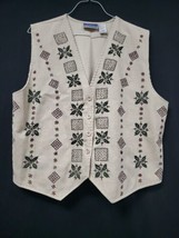 North Crest Hunter Beige Corduroy Vest W/Embroidery Size Large 14/ 16 Vn... - $20.53