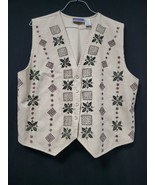 North Crest Hunter Beige Corduroy Vest W/Embroidery Size Large 14/ 16 Vn... - €17,68 EUR