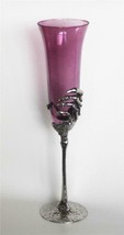 Silver Metal Skeleton Hand Amethyst Purple 11&quot; Tall Champagne Flute Gobl... - £39.16 GBP