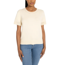 Bearpaw Sz L Crochet Short Sleeve Crewneck Top Blouse Cream Stretch Pull... - $21.33 CAD