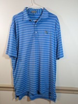 Peter Millar Summer Comfort Golf Polo Shirt Sz L Blue Striped Embroidere... - $21.78