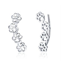 BAMOER Hot Sale 925 Silver Paw Trail Cat And Dog Footprints Stud Earrings for Wo - £9.45 GBP