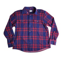Fair Harbor Stretch Dunewood Flannel Nautical Red Blue Plaid Shirt Size XL - $39.55