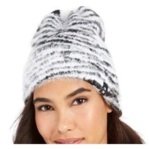 MSRP $36 Women&#39;s DKNY Fuzzy Animal Print Beanie One Size NWOT - £14.17 GBP