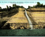 Bridal Veil Falls Lake Superior Northern Michigan MI UNP Linen Postcard F14 - $2.92