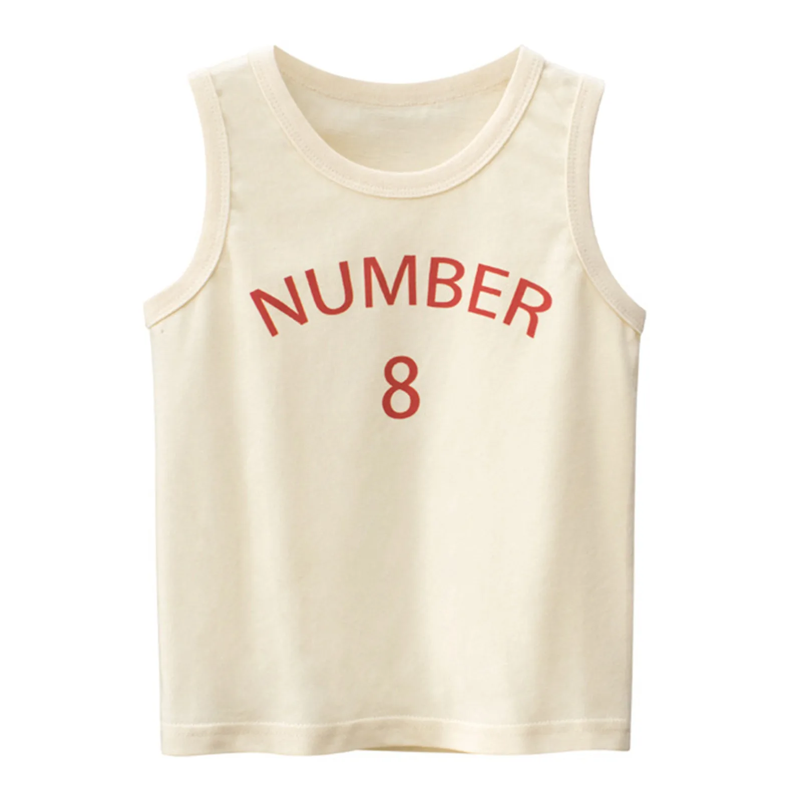  Kids Baby Boys Girls Letter Number 8 Sleeveless Crewneck Vest T Shirts Preschoo - £116.93 GBP