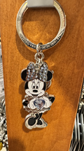 Disney Parks Minnie Mouse December Faux Zircon Birthstone Keychain NEW - £19.19 GBP