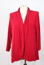 Chico&#39;s Travelers 2 L Red Slinky Open Front Cardigan Topper Top - £22.40 GBP