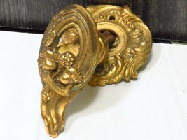 Single French Solid Gilt Cast Brass  Antique Door Knob Open Floral Matching Rose - £71.66 GBP