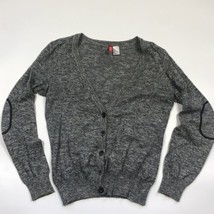 H&amp;M Divided Dark Gray Button Cardigan Sweater Long Sleeve V-Neck Women Size 8 - £14.14 GBP