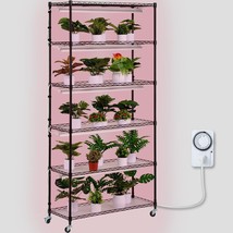 VEVOR Plant Stand with Grow Light, 6-Tier Large Tall Plant Shelf with 15... - $308.38
