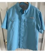 Realtree Men’s Size L Blue Nylon Fishing Shirt Button Down Short Sleeve - $16.99