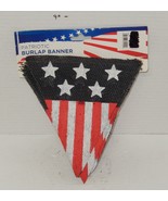 USA Patriotic Burlap Banner Stars Stripes Red White Blue July 4th Vetera... - $13.66 CAD