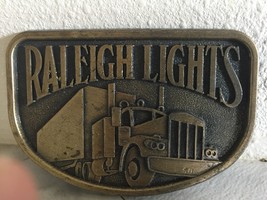 Raleigh Lights Cigarettes Tobacco Semi Truck Trucking Vintage Belt Buckle - £12.23 GBP