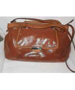 B. Makowsky Satchel Lombard Lizard Maple Brown Leather Purse Shoulder Ba... - £78.63 GBP