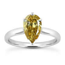 Pear Shape Diamond Engagement Ring Brown Color 14K White Gold 1 CT GIA Certified - £1,902.05 GBP