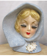 Vintage &#39;60s 5-1/2” UCAGCO Japan Head Vase lond Lady in Blue Hood Shawl ... - £76.41 GBP