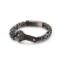 Classic Gold Black Stainless Steel Tool Bracelets 7MM Thick Chain Wrench Bracele - £18.12 GBP