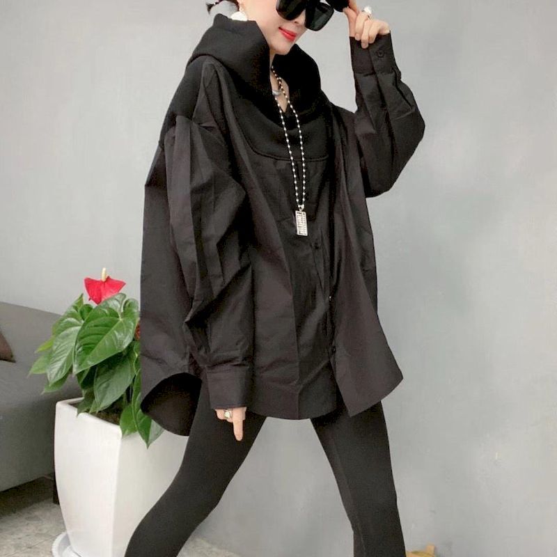 Primary image for Fashion Hoodies Women Spring Autumn Trendy Hooded Button Stitching Pullover Shir